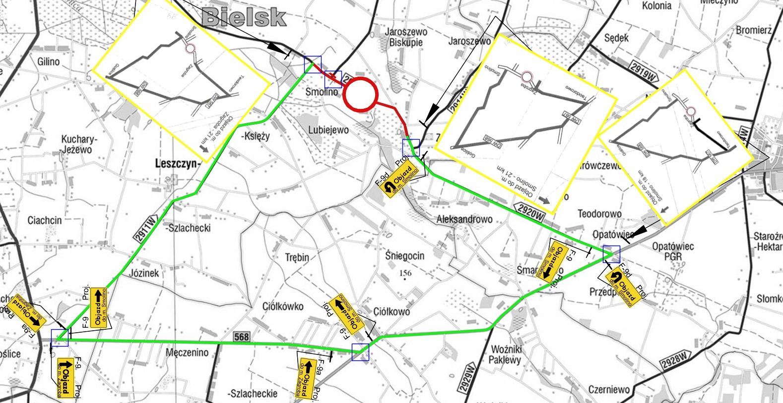 Zawiadomienie o zamknięciu odcinka drogi powiatowej nr 2911W Goślice &ndash; Smolino &ndash; Sędek &ndash; Kłaki &ndash; Drobin